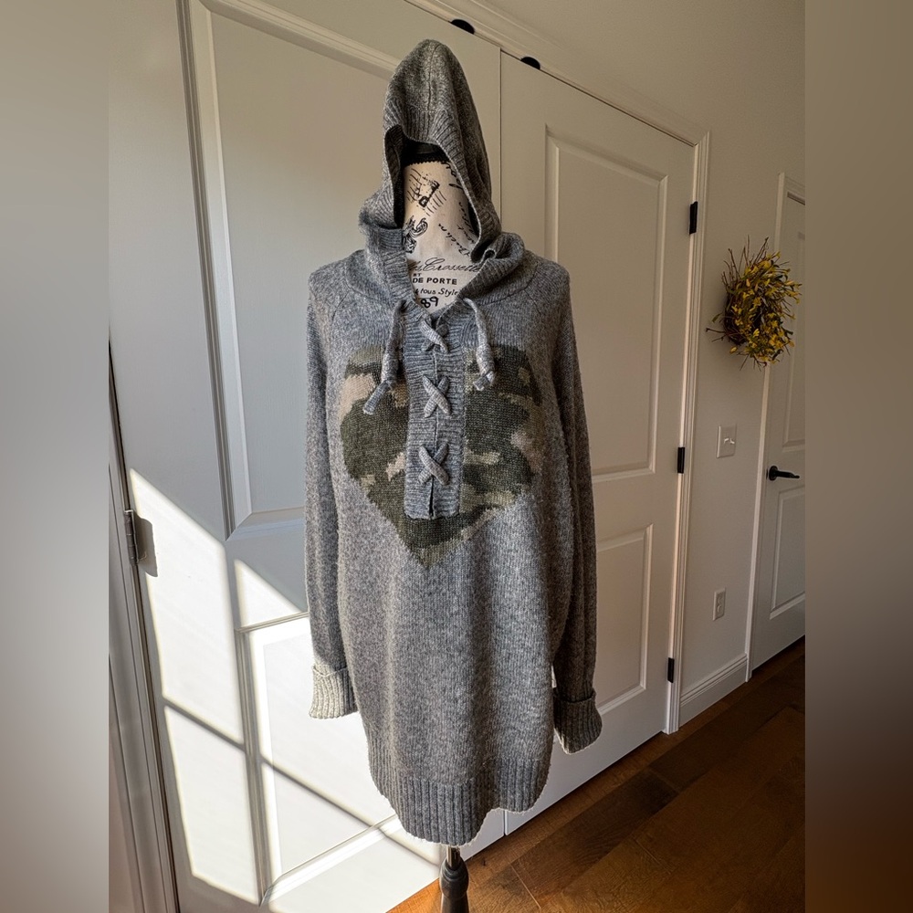 Torrid Hooded Gray Knit Sweater